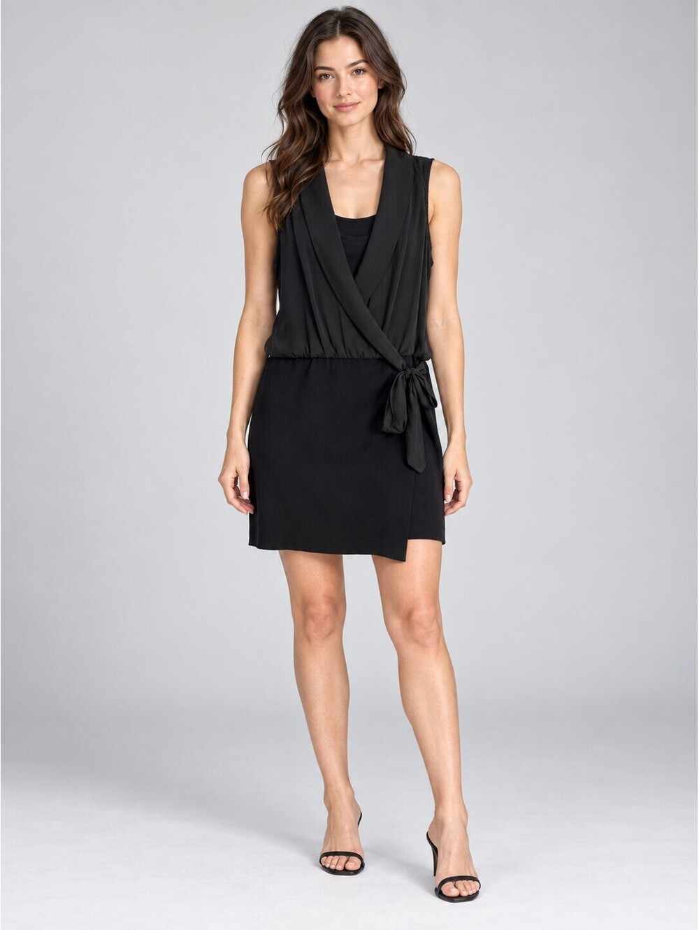 Theory Garcia Monaco Black Silk Faux Wrap Tie Mini Dress Size 2